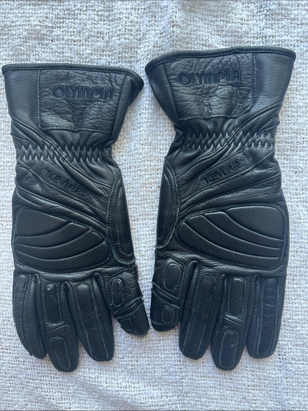 OLYMPIA motorcycles Men's Black Leather Riding Gloves